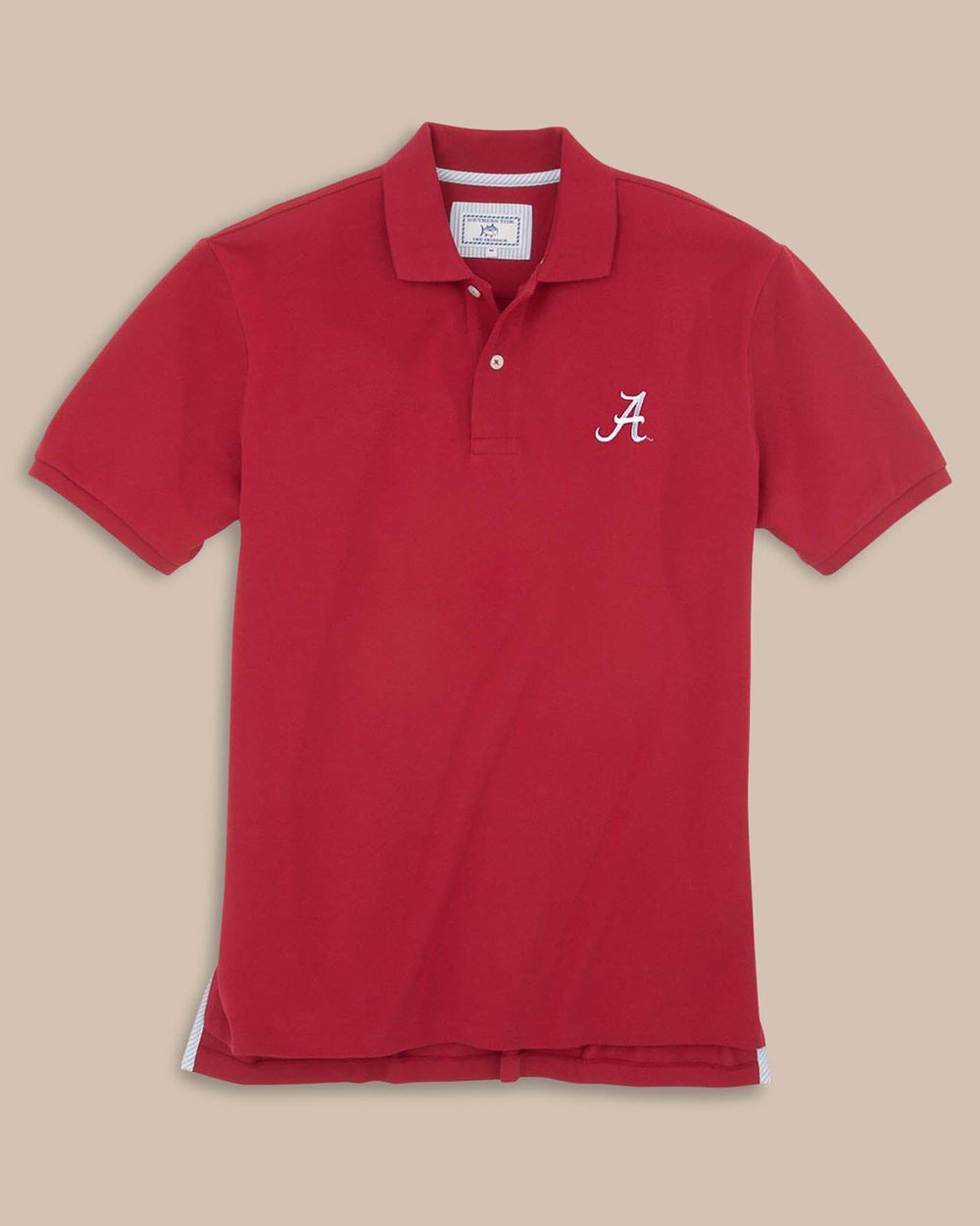 The front view of the Men's Red Alabama Crimson Tide Pique Polo Shirt by Southern Tide - Crimson