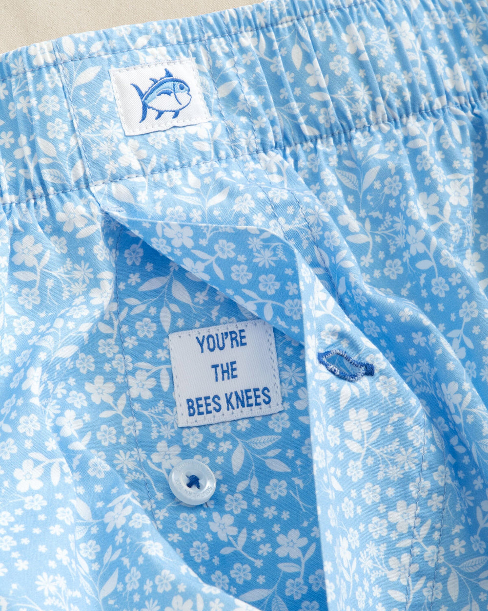 The detail view of the Southern Tide Garden Blooms Boxer by Southern Tide - Tide Blue
