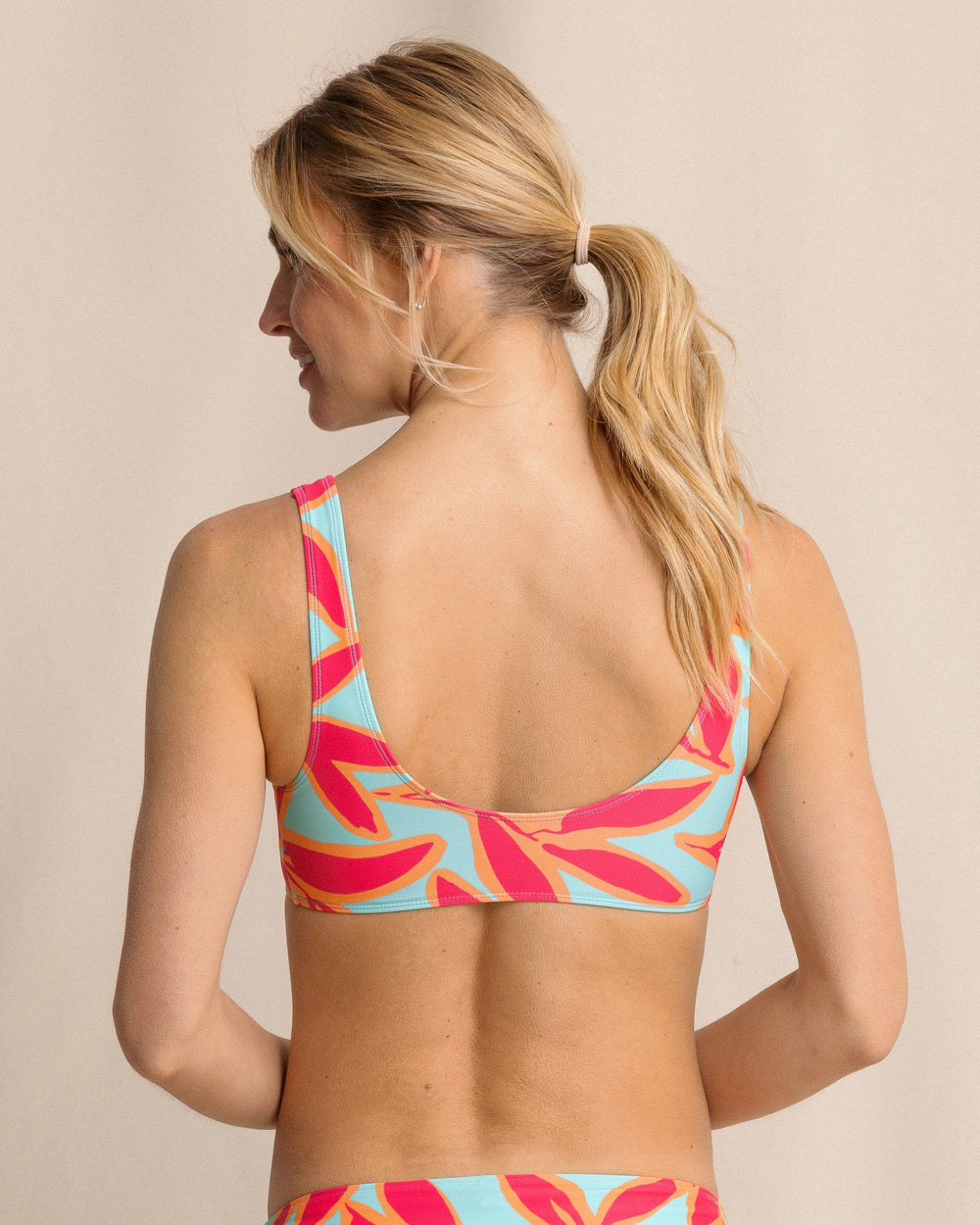 The back view of the Southern Tide Garden Glory Bikini Top by Southern Tide - Mint