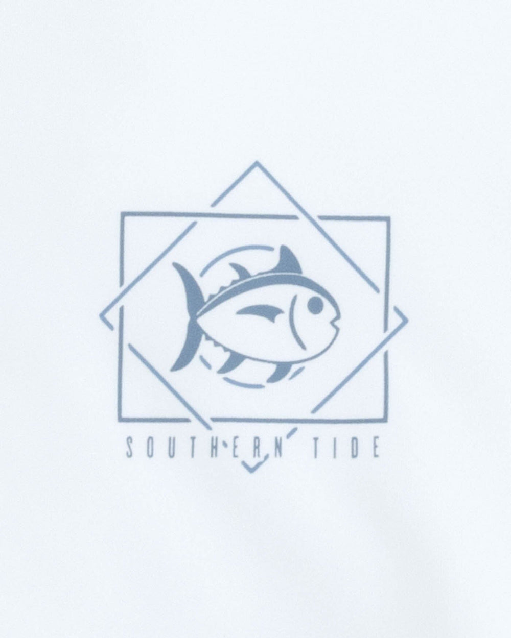 The detail view of the Southern Tide Geometric Striped Long Sleeve Performance T-shirt by Southern Tide - Classic White