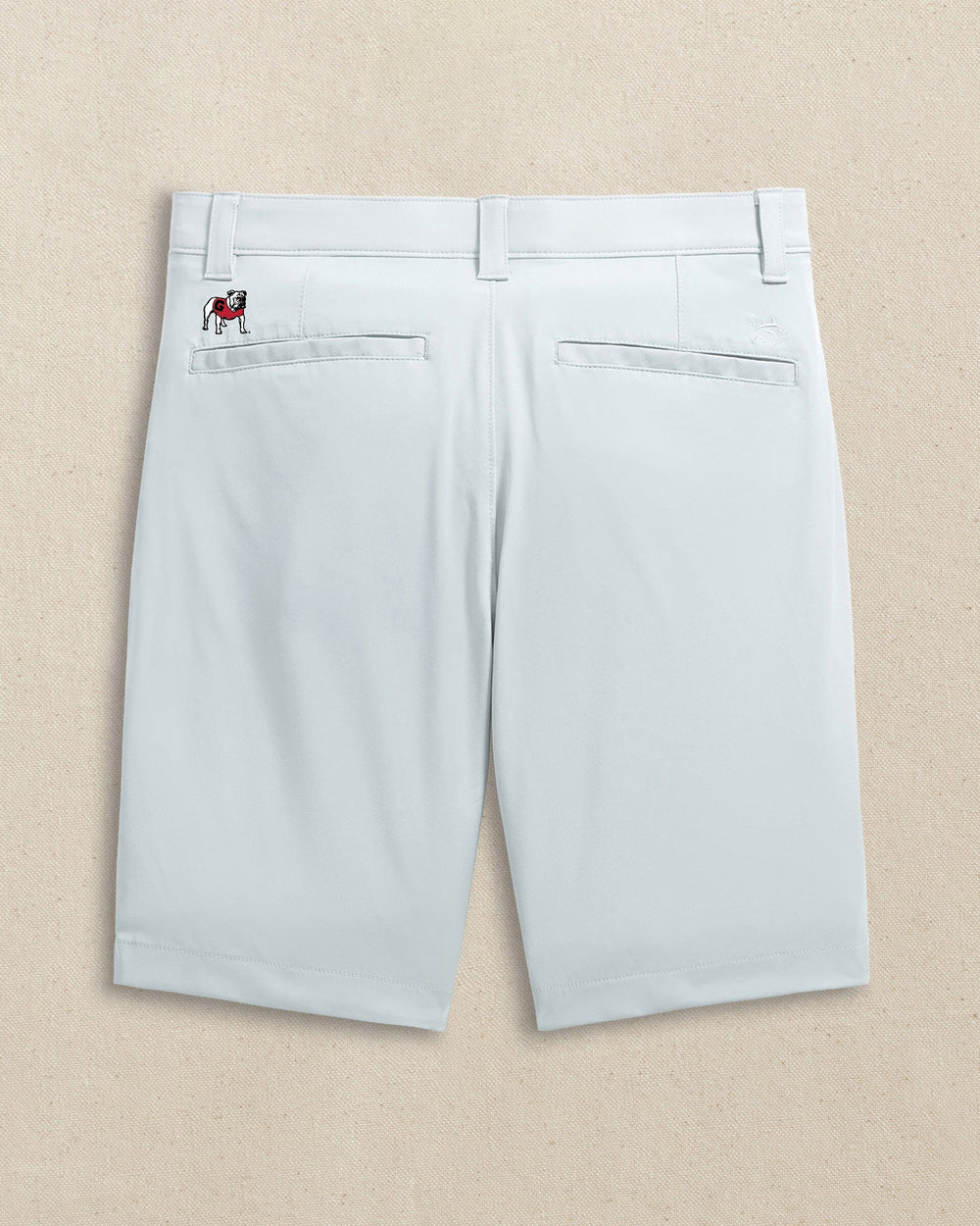 The back view of the Southern Tide Georgia Bulldogs brrr°®-die 8" Performance Short by Southern Tide - Seagull Grey