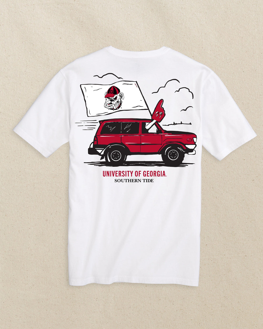 The back view of the Southern Tide Georgia Bulldogs Game Bound Short Sleeve T-Shirt by Southern Tide - Classic White