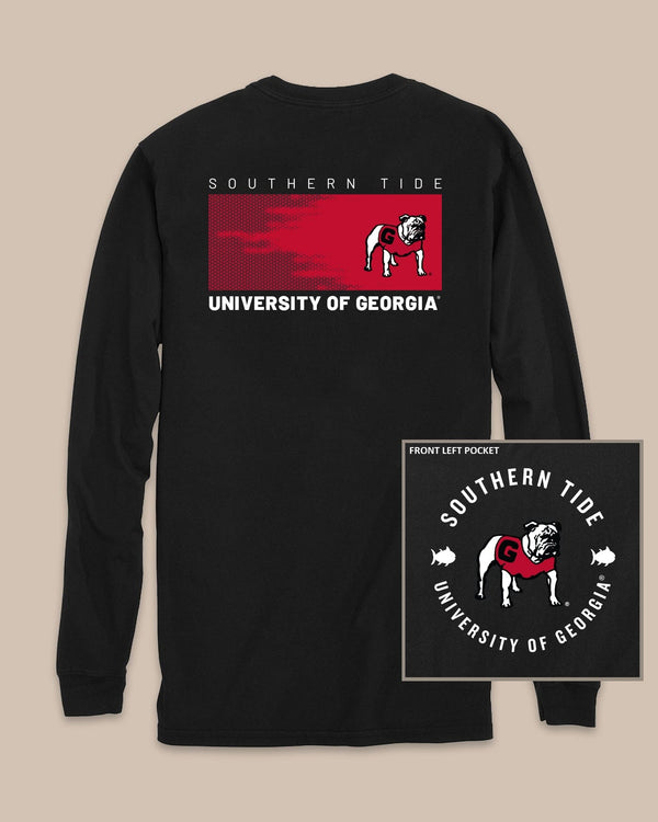 The back view of the Georgia Bulldogs Gameday Hexagon Gradient T-Shirt by Southern Tide - Black