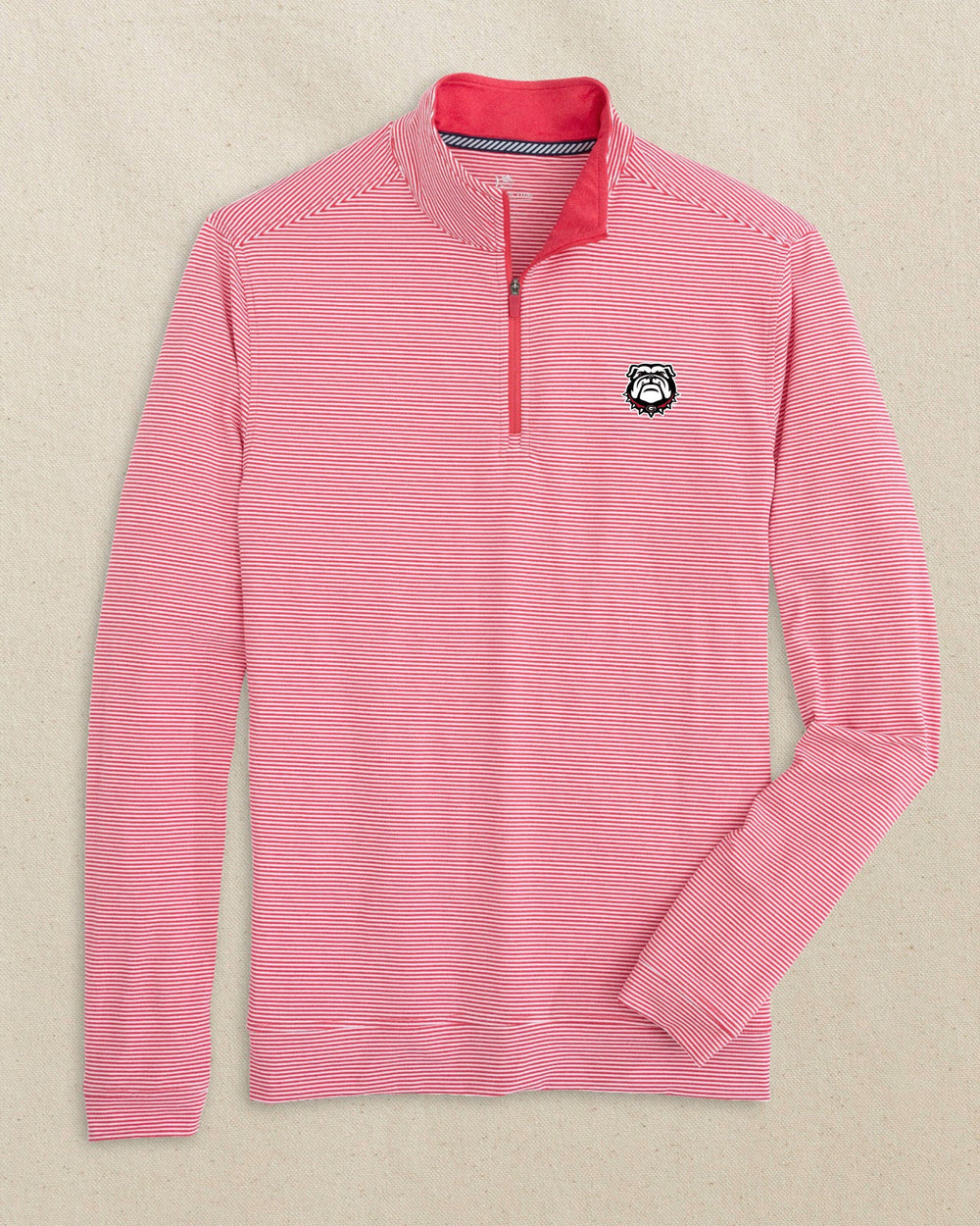 Georgia Bulldogs Head Cruiser Micro-Stripe Quarter Zip C_Outerwear Southern Tide 