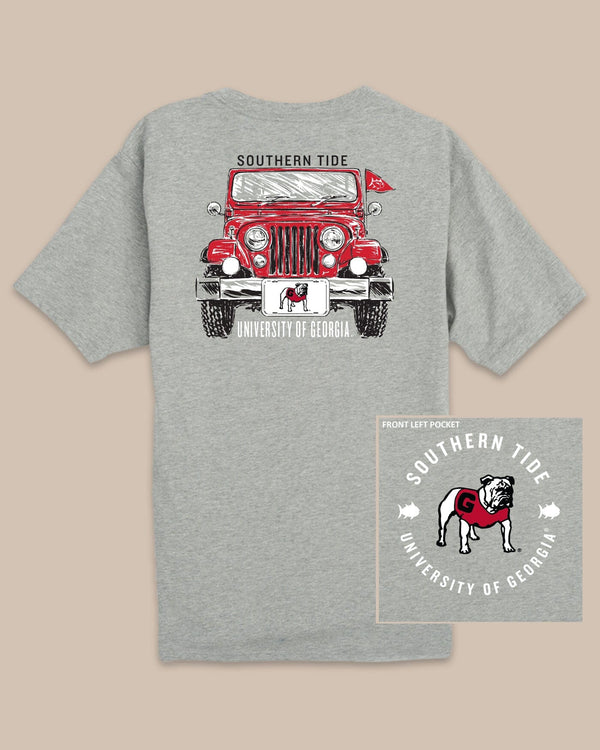 The back view of the Georgia Bulldogs Heather Front Plate T-Shirt by Southern Tide - Heather Grey