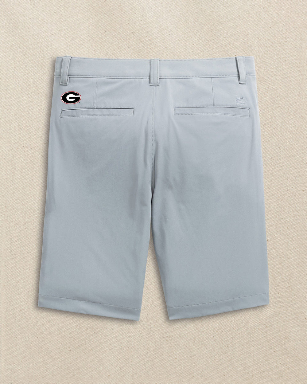 The back view of the Southern Tide Georgia Bulldogs Oval G brrr°®-die 8" Performance Short by Southern Tide - Steel Grey