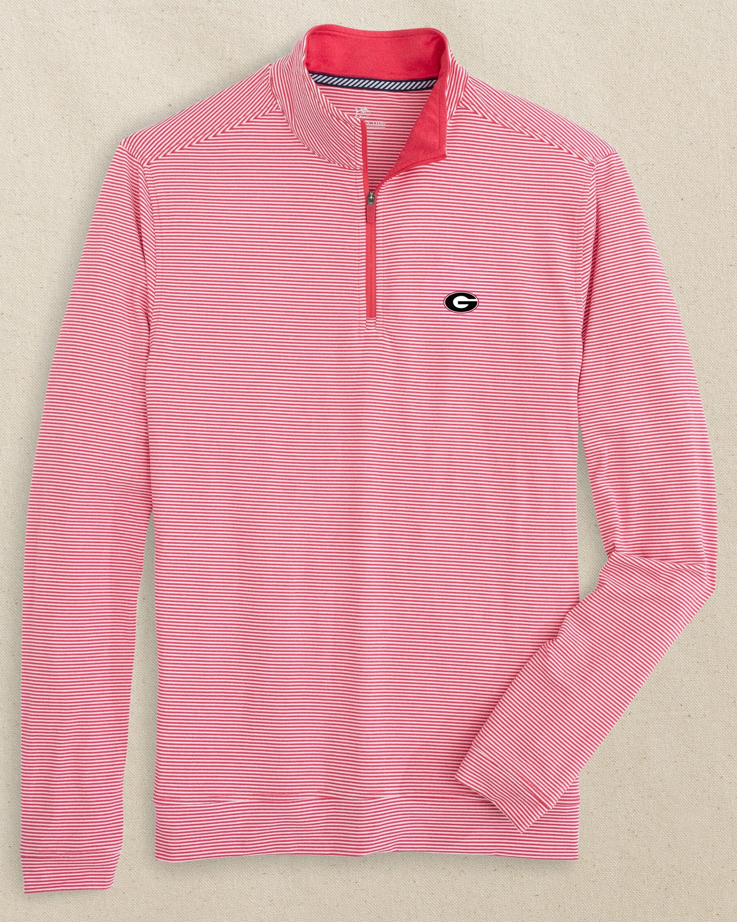 Georgia Bulldogs Oval G Cruiser Stripe Quarter Zip | Southern Tide