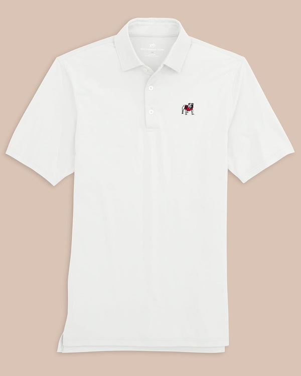 The front view of the Georgia Bulldogs Ryder Polo Shirt by Southern Tide - Classic White