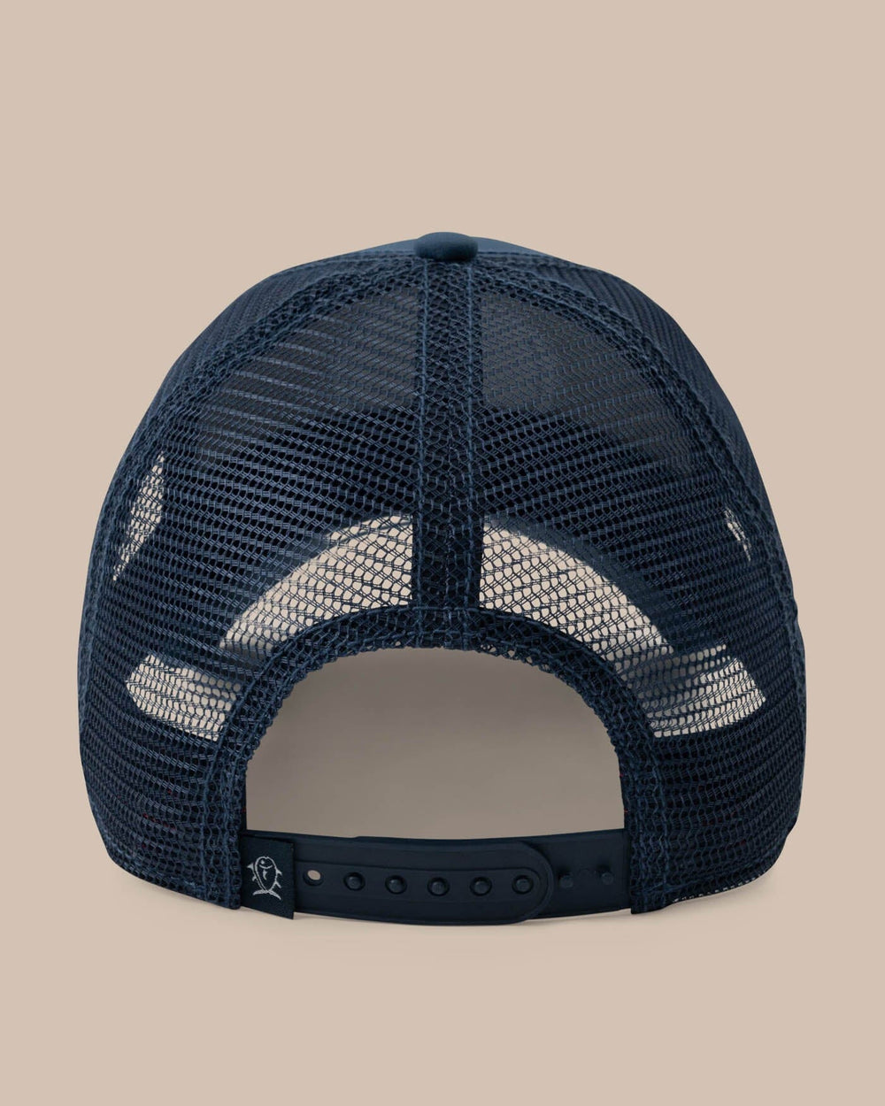 The back view of the Men's Georgia Patch Performance Trucker Hat by Southern Tide - Seven Seas Blue