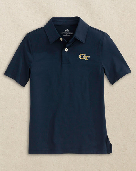 georgia tech dress shirt Cutter & Buck Georgia Tech Yellow Jackets - Skyline Recycled Gingham Mens Long Sleeve Button Down Dress Shirt in Navy Blue/White