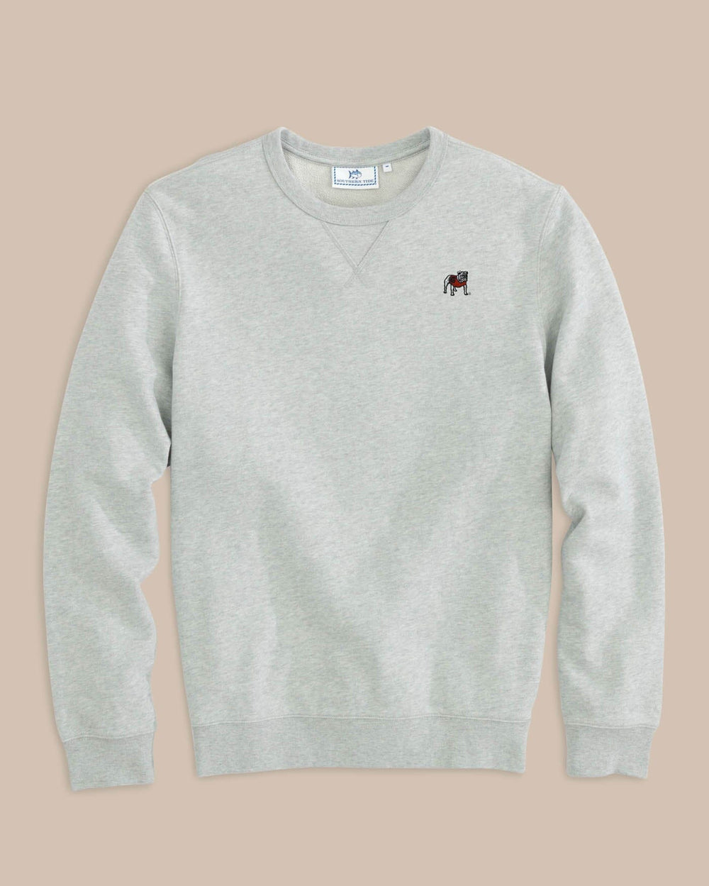 The front view of the Men's Grey Georgia Upper Deck Pullover Sweatshirt by Southern Tide - Heather Slate Grey