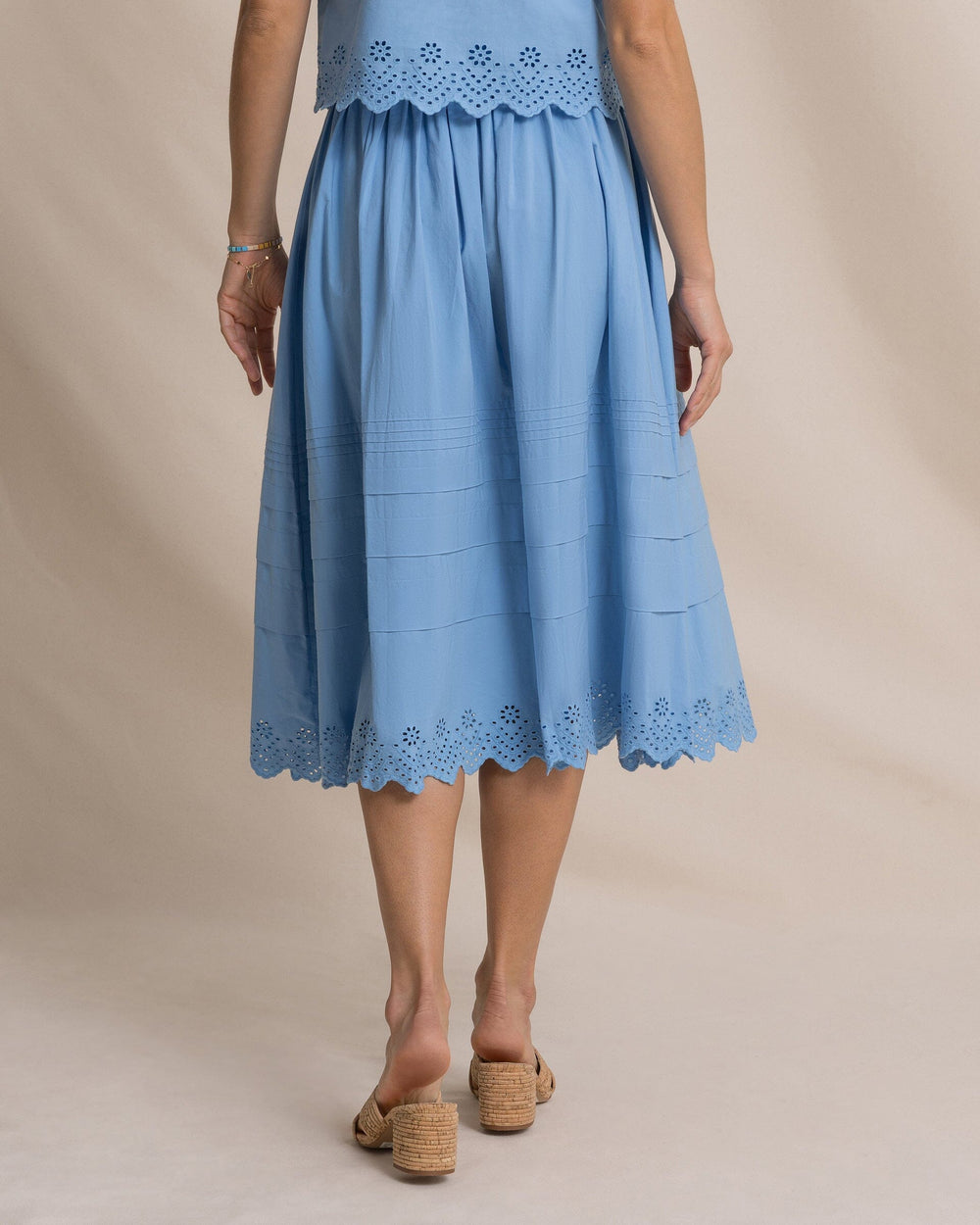 The back view of the Southern Tide Gigi Eyelet Midi Skirt by Southern Tide - Ocean Channel