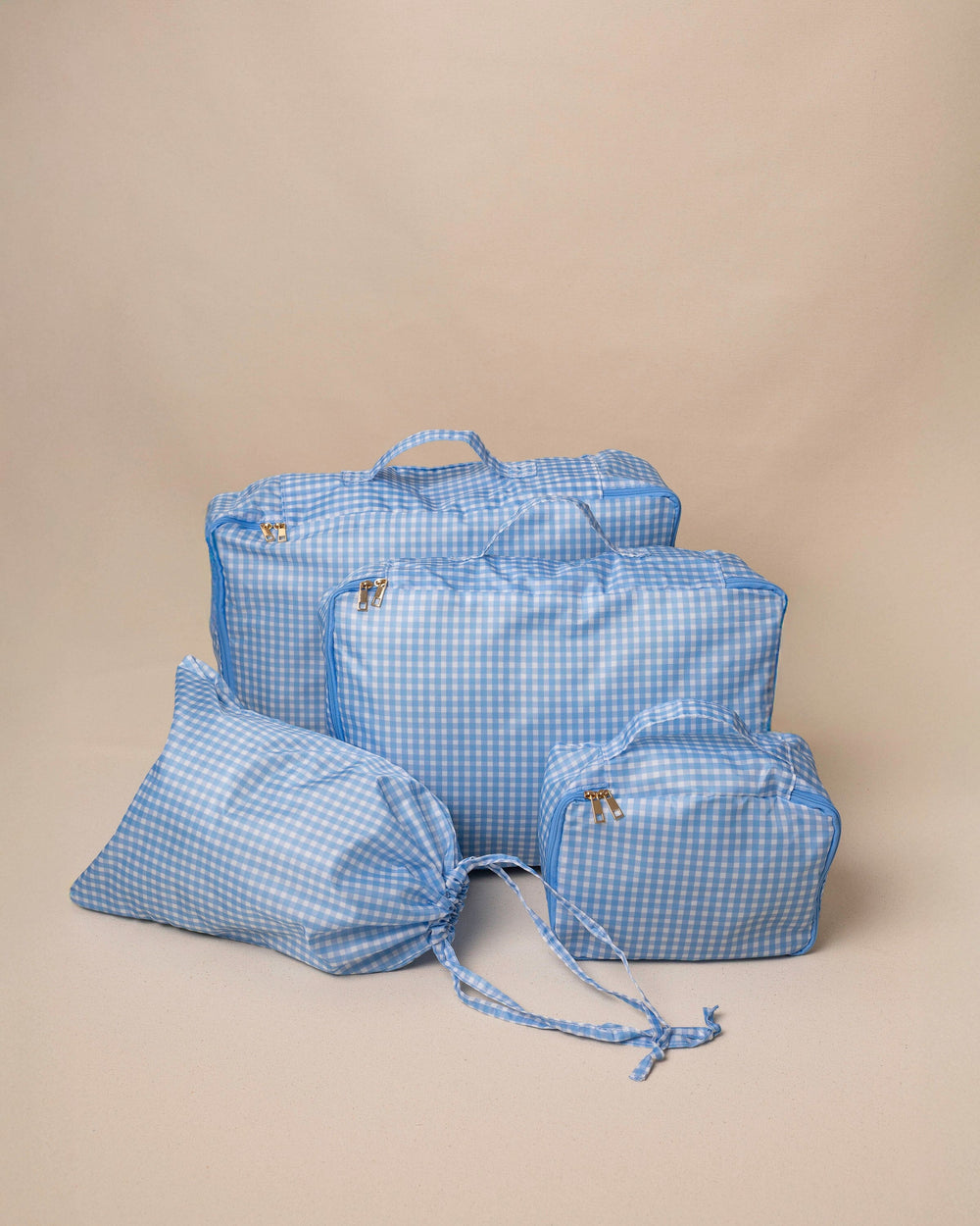 The set view of the Southern Tide Gingham Packing Cubes 4-Piece Set by Southern Tide - Ocean Channel