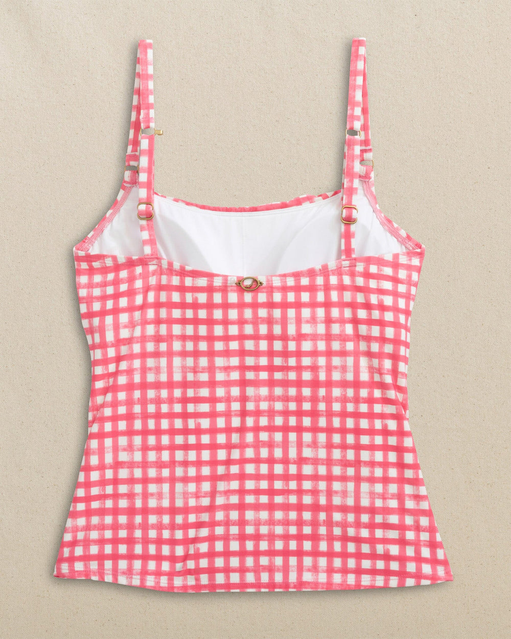 The back view of the Southern Tide Gingham Tankini by Southern Tide - Island Pink