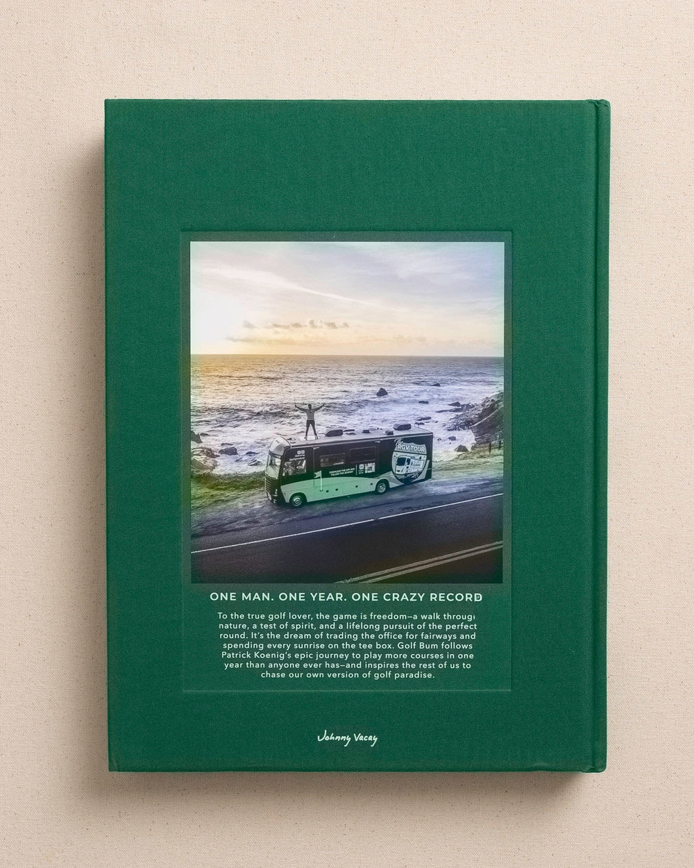 The back view of the Johnny Vacay Golf Bum Book at Southern Tide - White