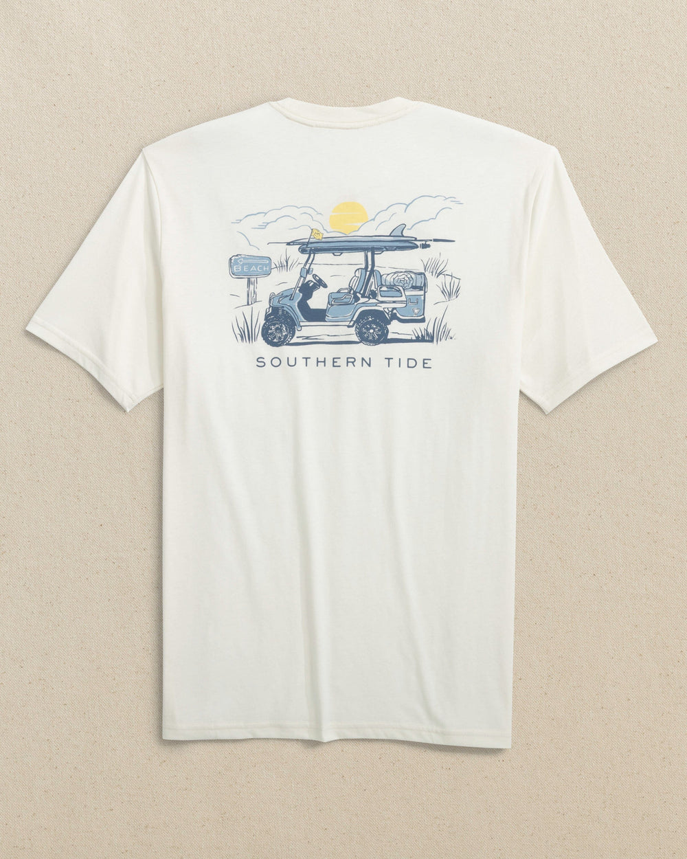 The back view of the Southern Tide Golf Cart Short Sleeve T-Shirt by Southern Tide - Sand White