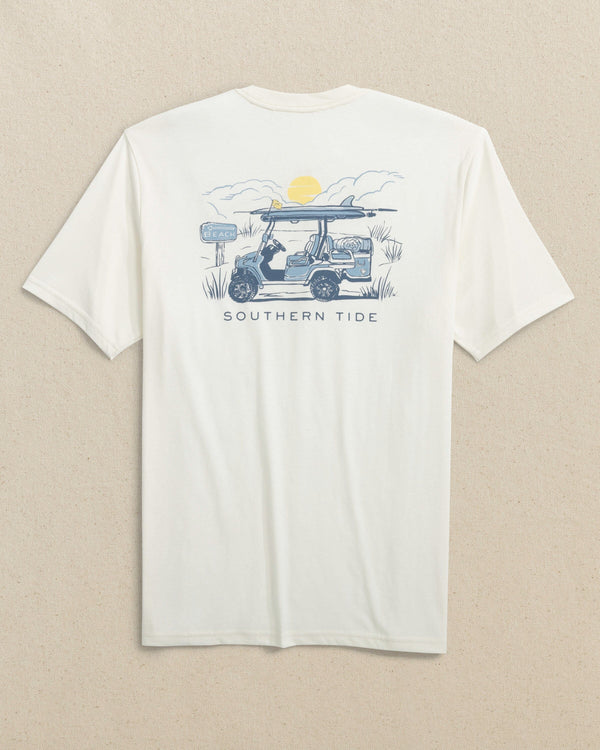 The back view of the Southern Tide Golf Cart Short Sleeve T-Shirt by Southern Tide - Sand White