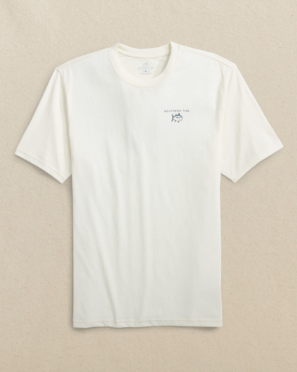 The front view of the Southern Tide Golf Cart Short Sleeve T-Shirt by Southern Tide - Sand White