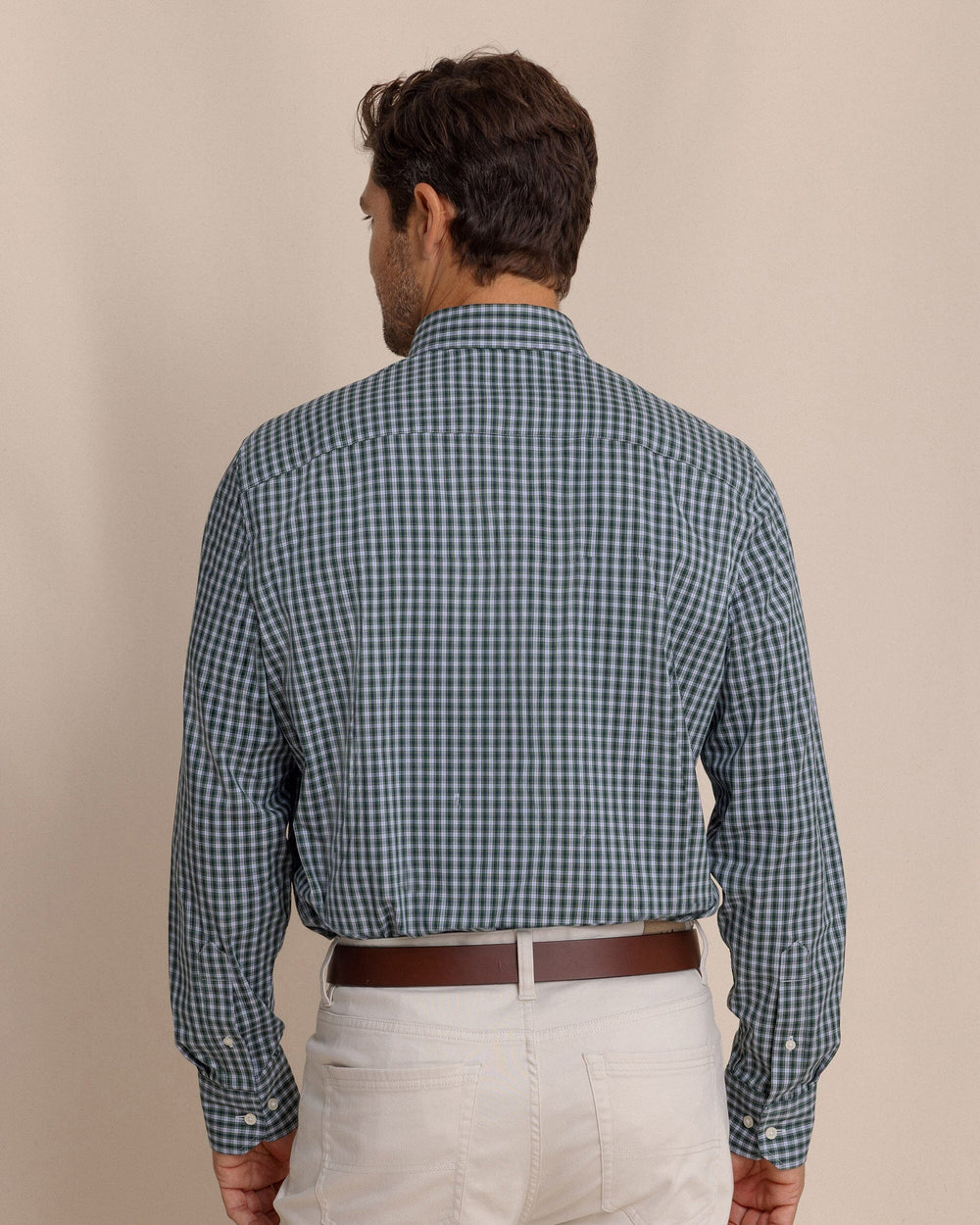 The back view of the Southern Tide Gordon Tartan Charleston Sport Shirt by Southern Tide - Salt Meadow