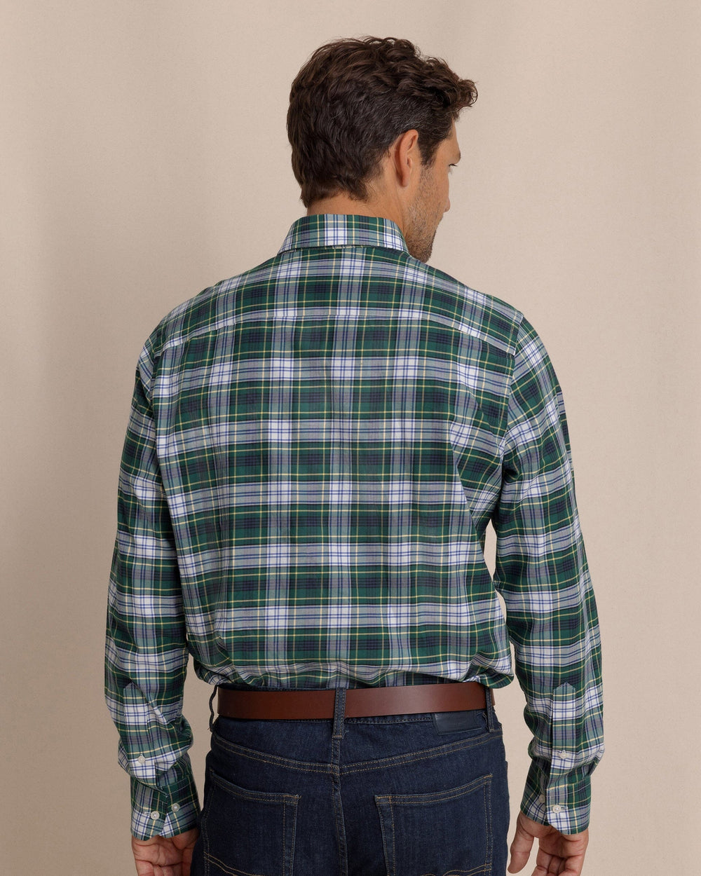 The back view of the Southern Tide Gordon Tartan Skipjack Sport Shirt by Southern Tide - Salt Meadow