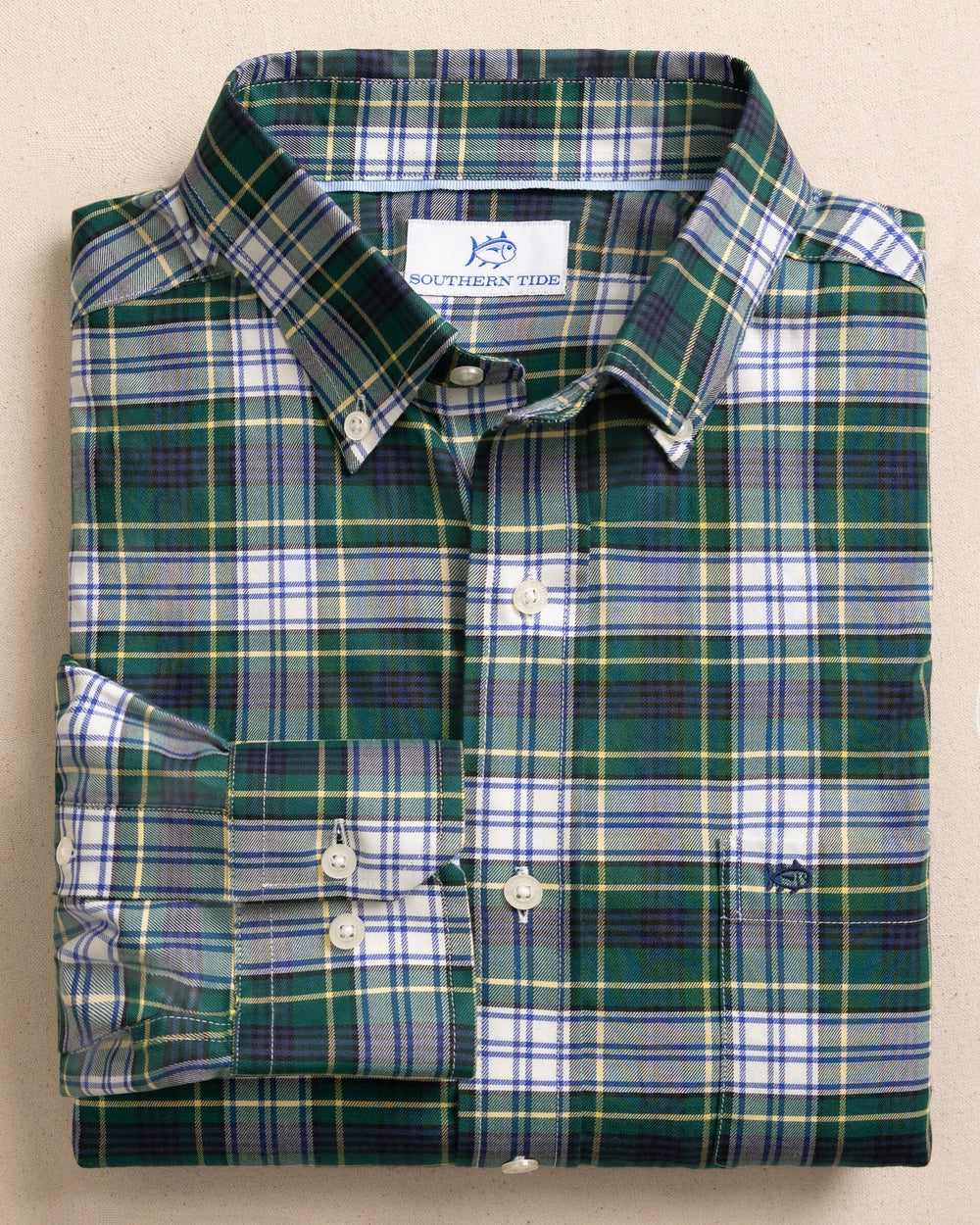 The front view of the Southern Tide Gordon Tartan Skipjack Sport Shirt by Southern Tide - Salt Meadow