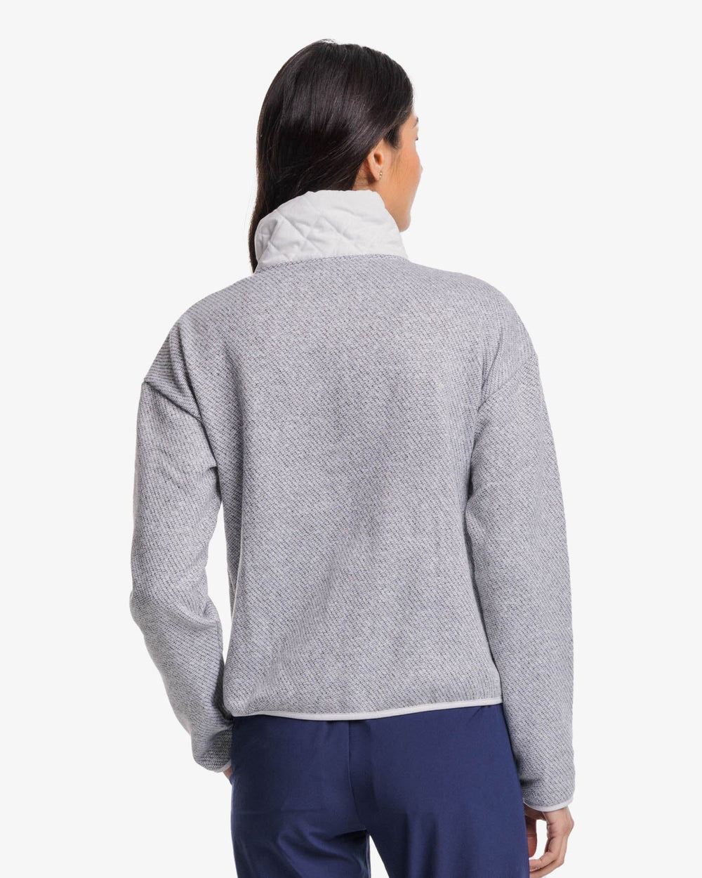 The back view of the Southern Tide Gracen Heather Mixed Media Jacket by Southern Tide - Heather Star White