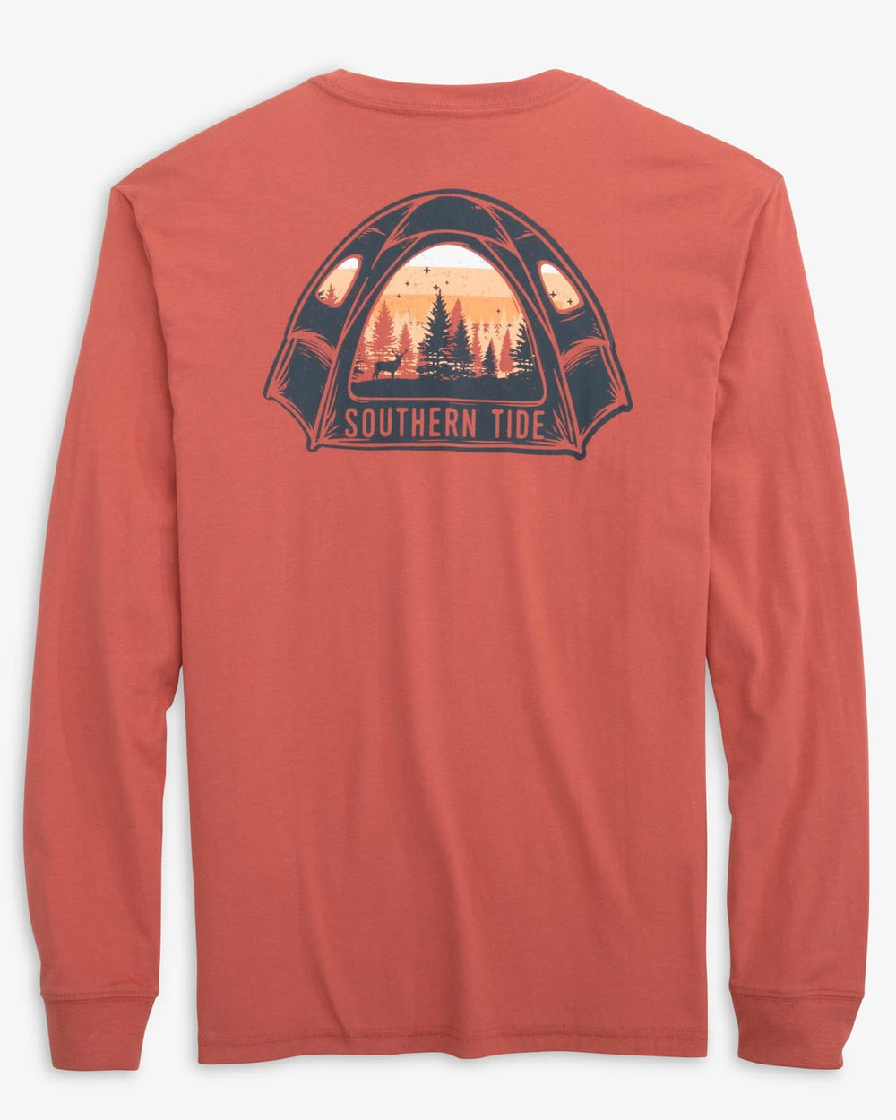 The back view of the Southern Tide Gradient Tent Long Sleeve T-Shirt by Southern Tide - Dusty Coral