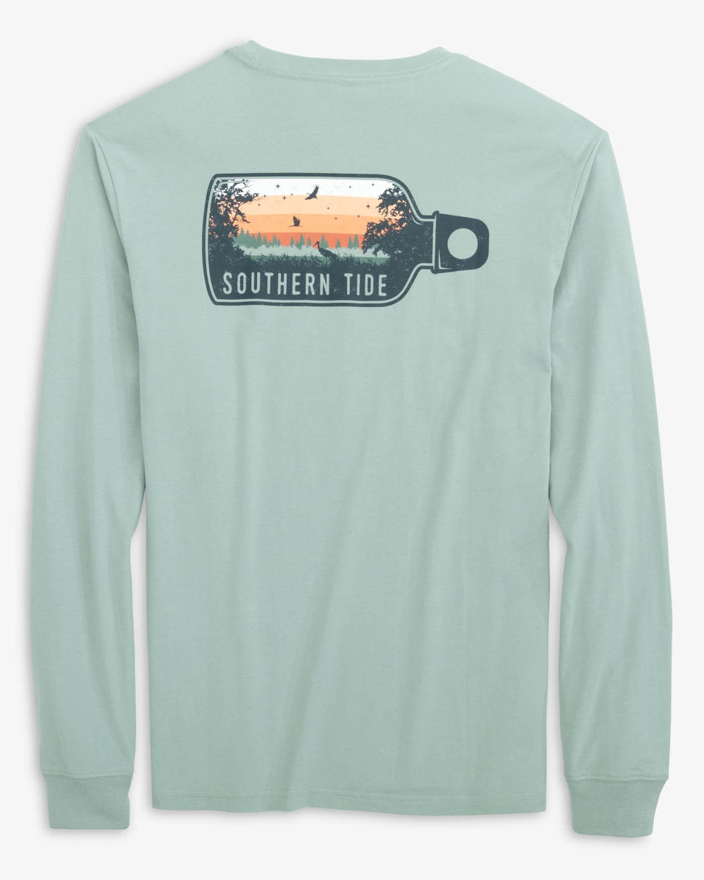 The back view of the Southern Tide Gradient Water Bottle Long Sleeve T-Shirt by Southern Tide - Sawgrass Green