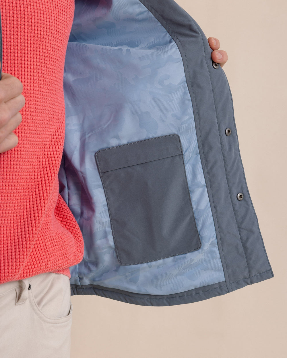 The detail view of the Southern Tide Grafton Quilted Jacket by Southern Tide - Harbour Mist