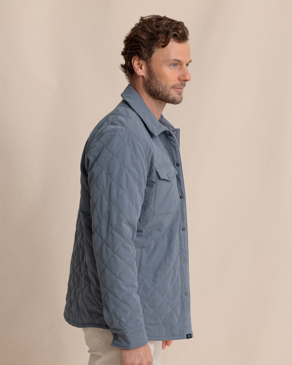 The side view of the Southern Tide Grafton Quilted Jacket by Southern Tide - Harbour Mist