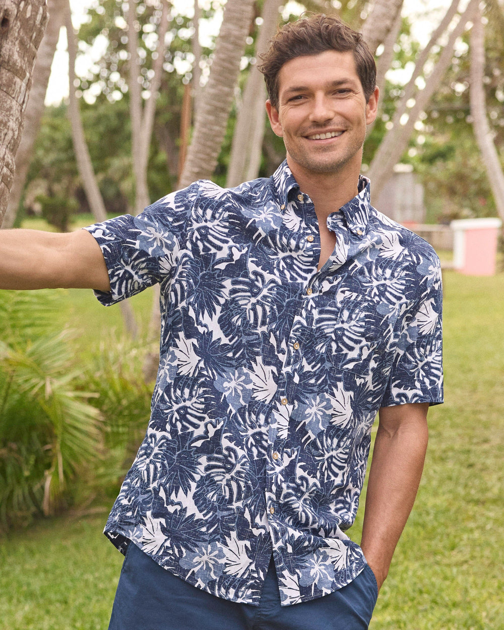 Grand Palms Linen Rayon Short Sleeve Sport Shirt