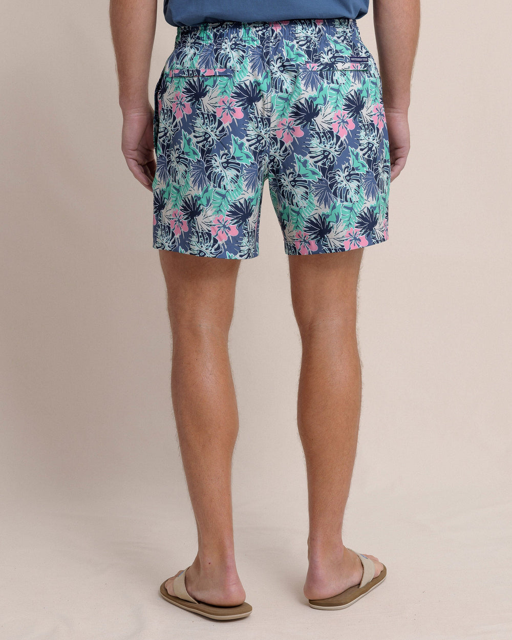 The back view of the Southern Tide Grand Palms Swim Trunk by Southern Tide - Simply Green