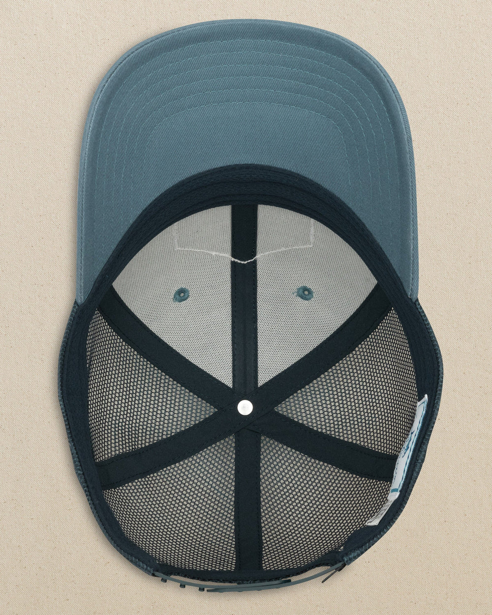 The detail view of the Southern Tide Grand Palms Trucker Hat by Southern Tide - Navy