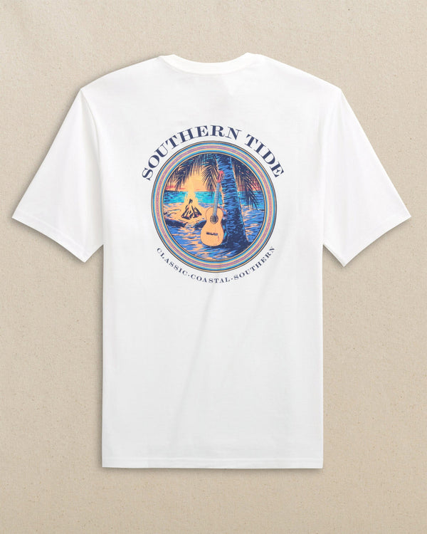 The back view of the Southern Tide Guitar Bonfire Short Sleeve T-Shirt by Southern Tide - Classic White