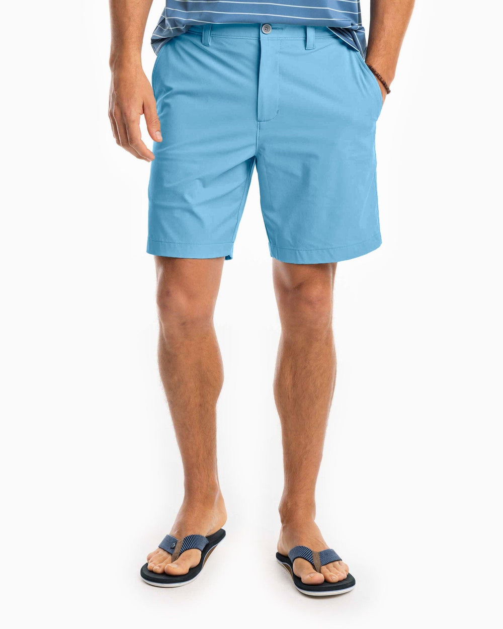 The front of the Men's Gulf 8 Inch Brrr Performance Short by Southern Tide - Boat Blue