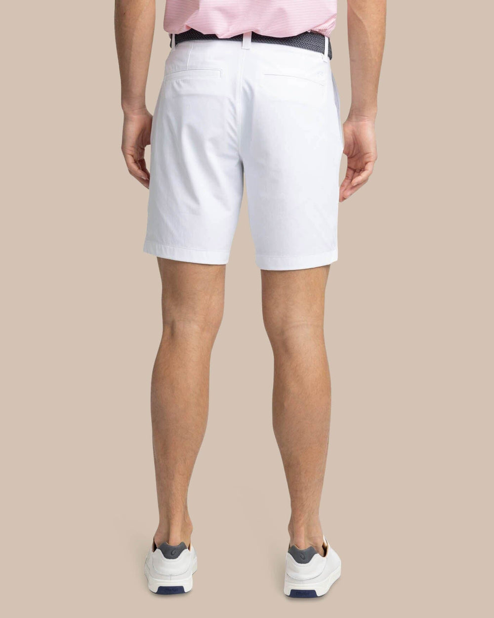 The back view of the Southern Tide gulf 8 inch brrr die performance short by Southern Tide - Classic White