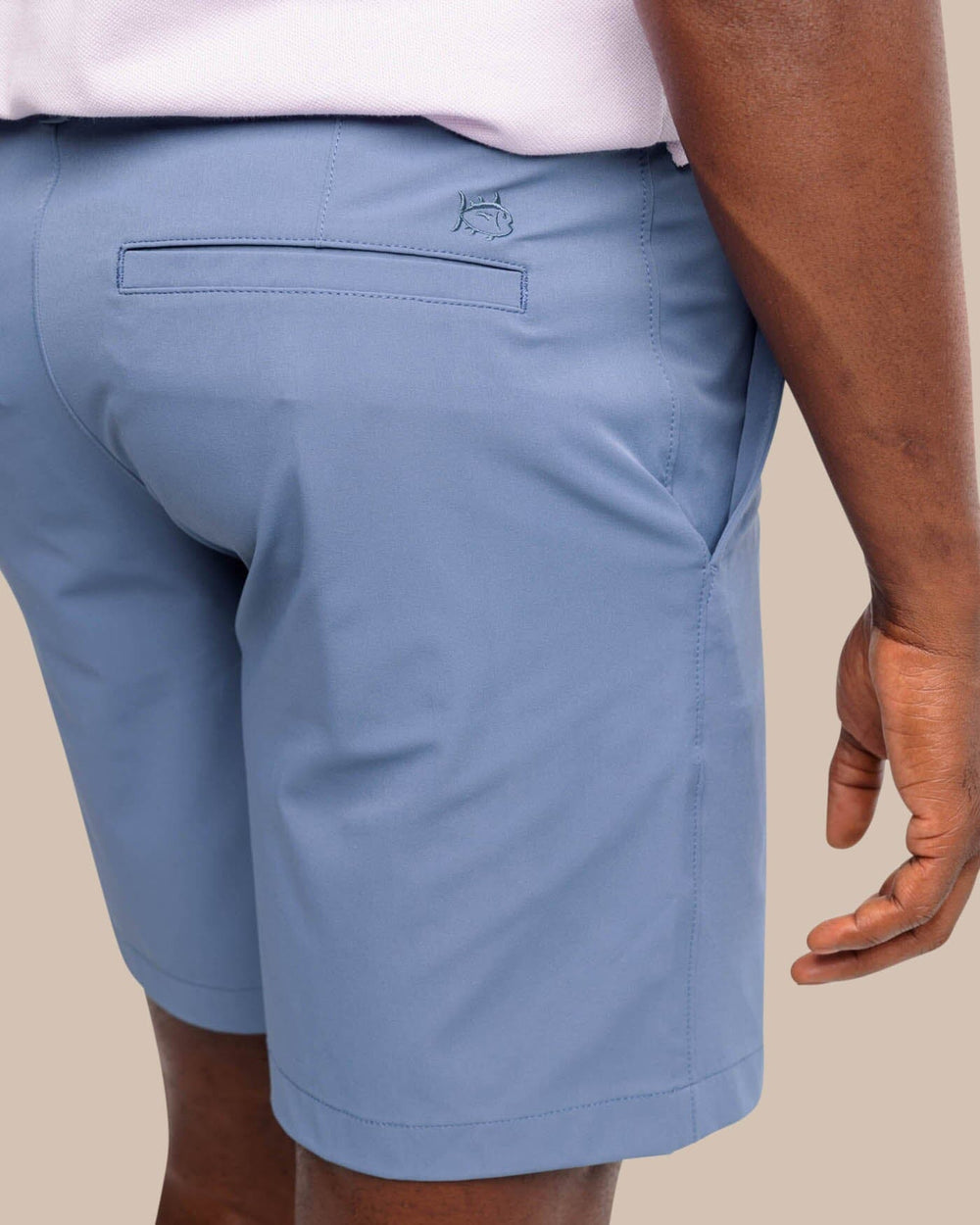 The detail view of the Southern Tide brrr die performance short 1 by Southern Tide - Dark Seas