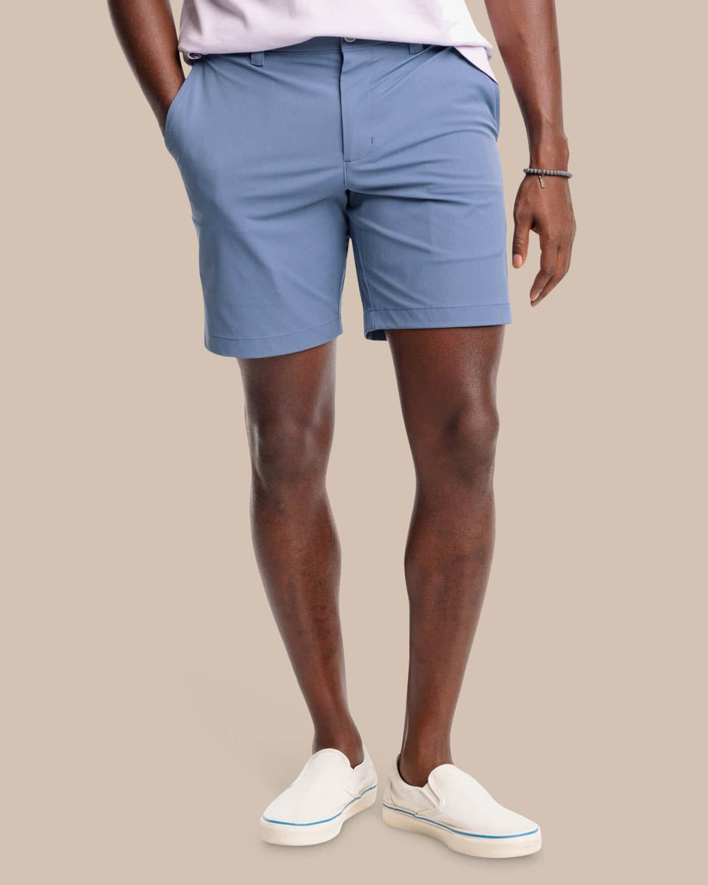 The front view of the Southern Tide brrr die performance short 1 by Southern Tide - Dark Seas