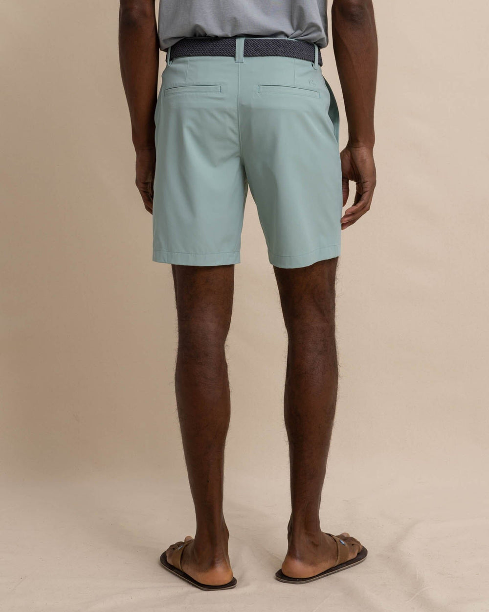 The back view of the Southern Tide gulf 8 inch brrr die performance short by Southern Tide - Green Surf