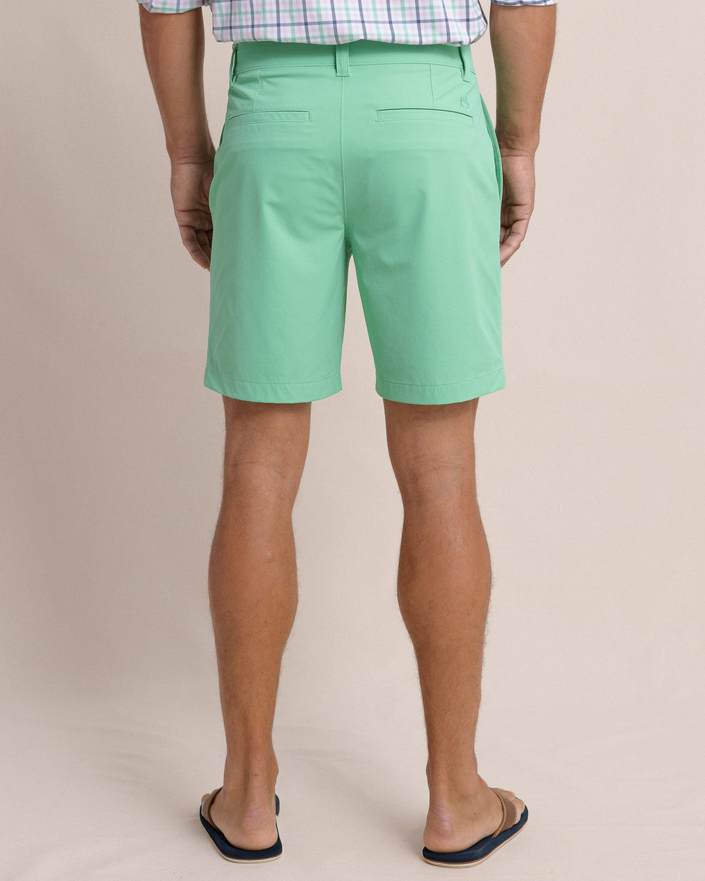 The back view of the Southern Tide brrr-die 8in Performance Short by Southern Tide - Jade Green