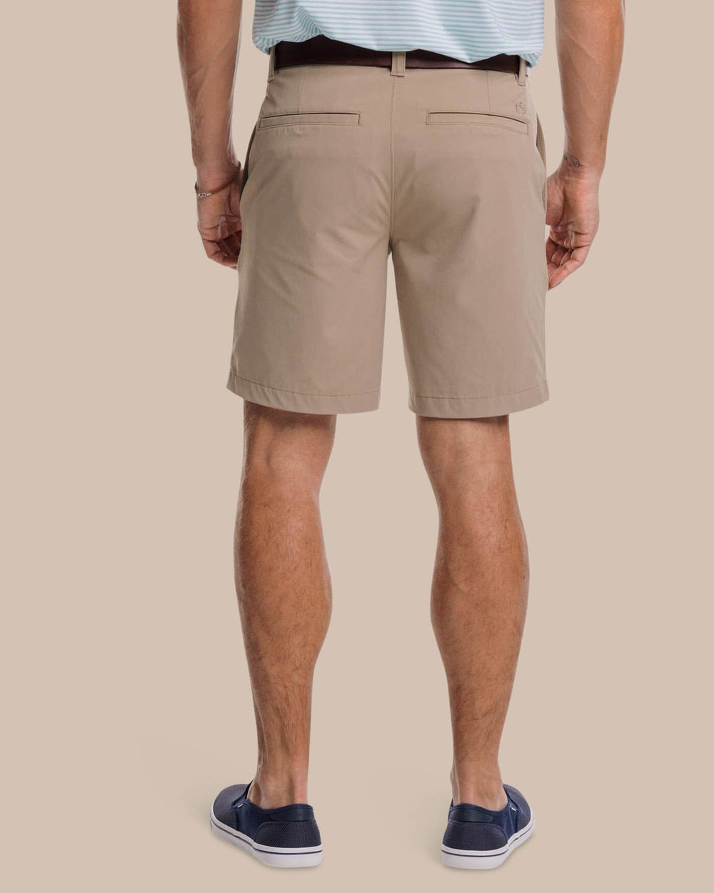 The back view of the Southern Tide brrr die performance short 1 by Southern Tide - Sandstone Khaki