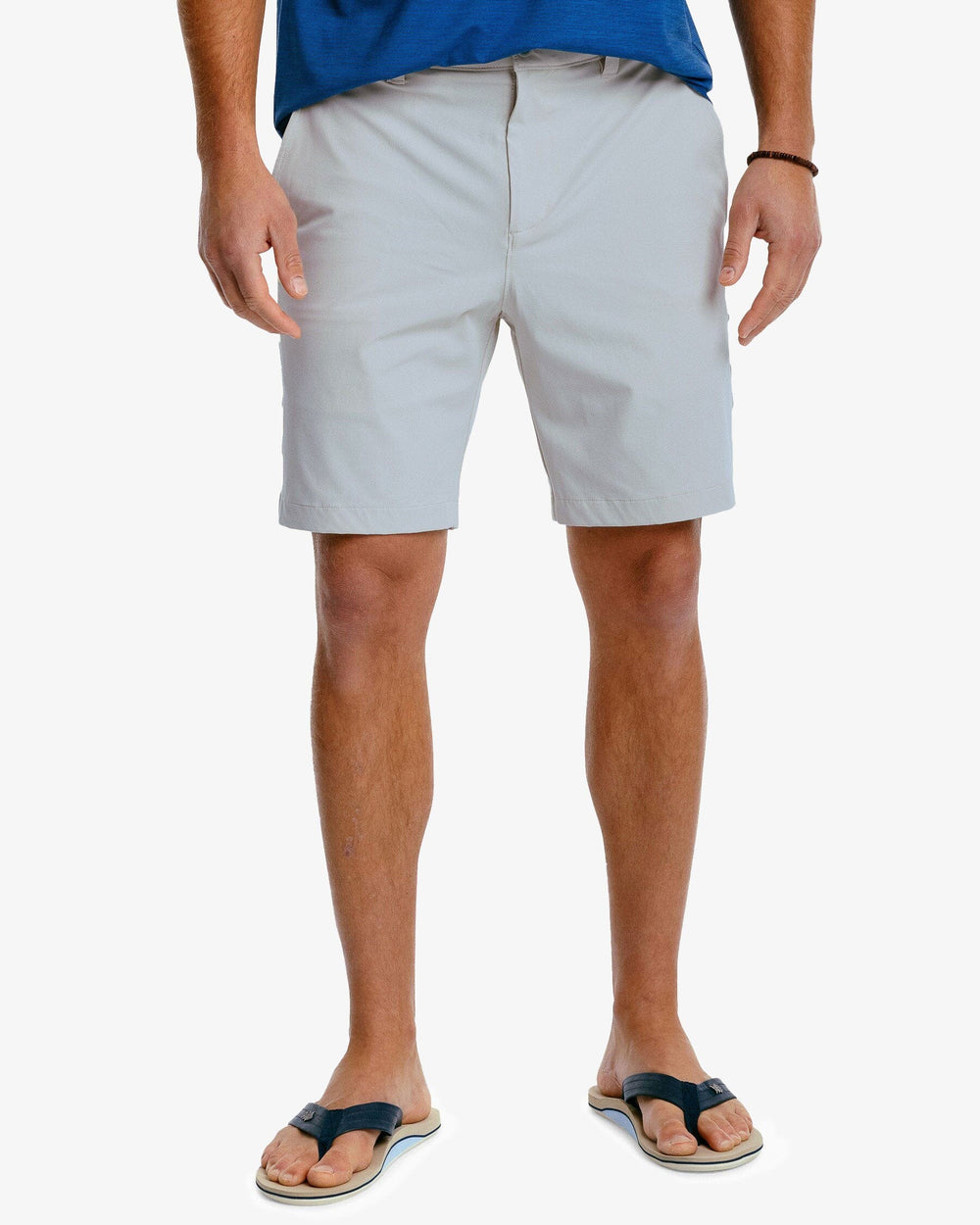 The front of the Men's Gulf 8 Inch Brrr Performance Short by Southern Tide - Seagull Grey
