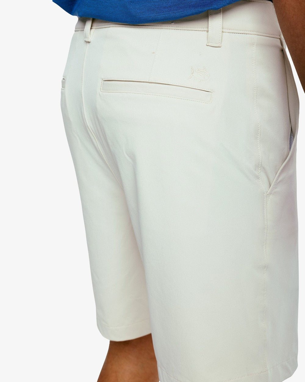 The pocket of the Men's Gulf 8 Inch Brrr Performance Short by Southern Tide - Stone