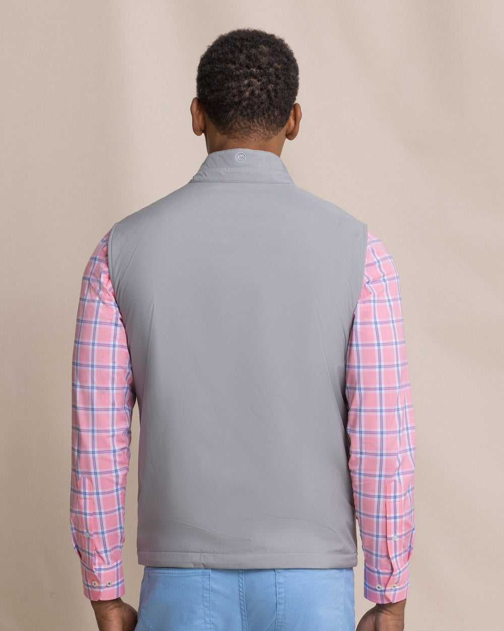 The back view of the Southern Tide Harbor Reversible Vest by Southern Tide - Steel