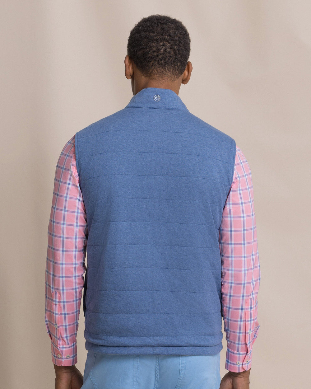 The back view of the Southern Tide Harbor Reversible Vest by Southern Tide - Steel