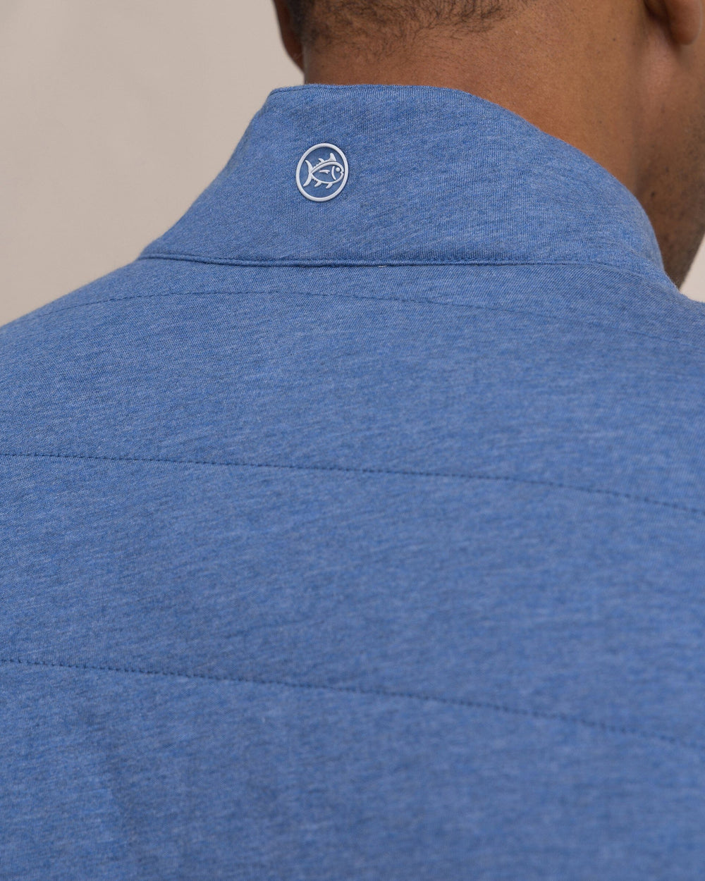 The detail view of the Southern Tide Harbor Reversible Vest by Southern Tide - Steel