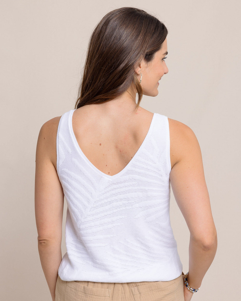 The back view of the Southern Tide Hartley Jacquard Sweater Tank by Southern Tide - Sand White