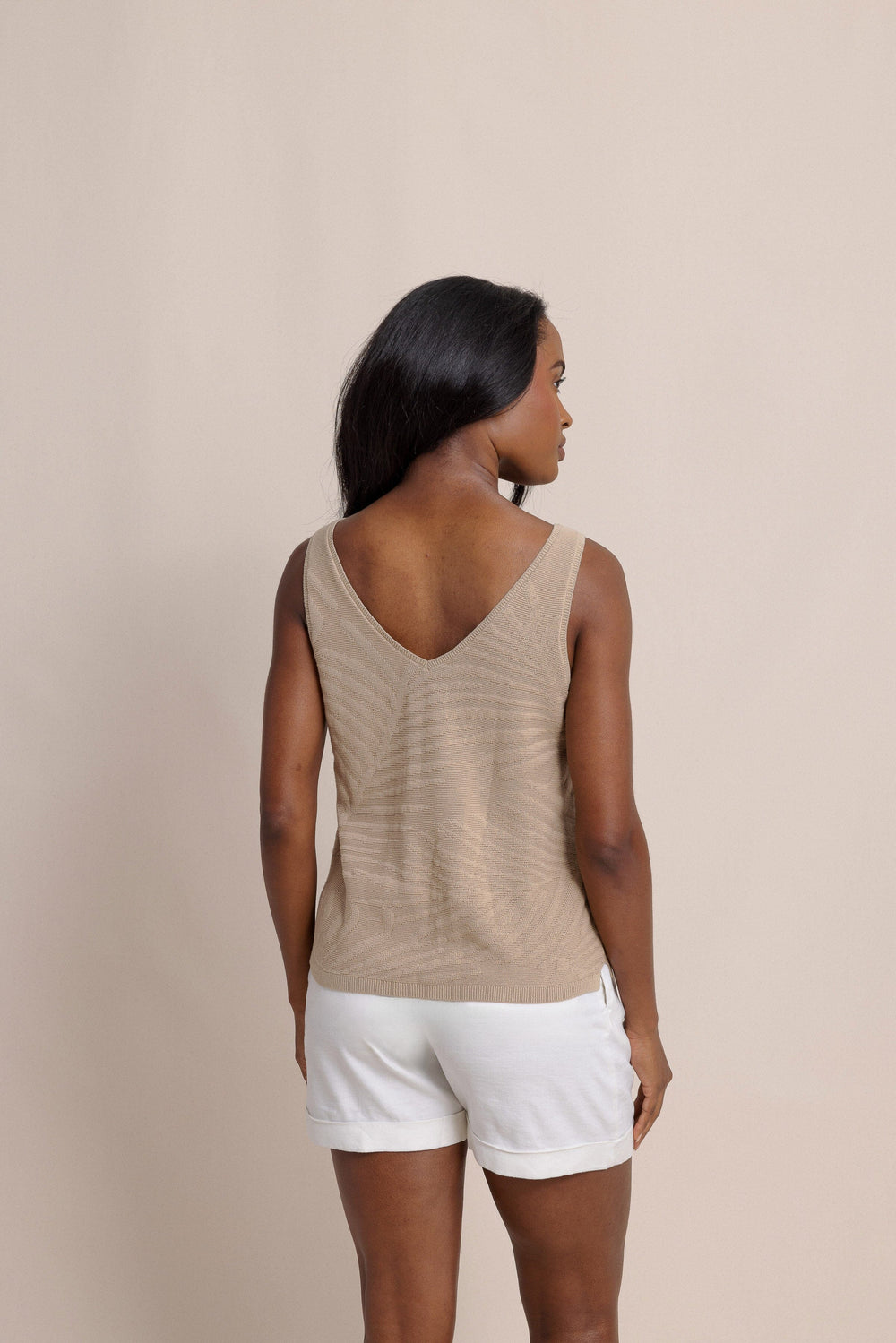 The back view of the Southern Tide Hartley Jacquard Sweater Tank by Southern Tide - Travertine