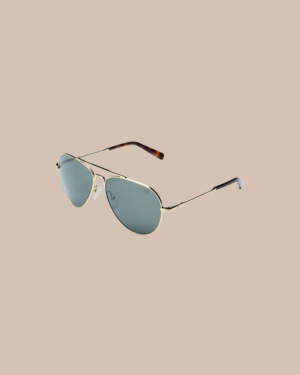 The side view of the Southern Tide Hartwell Aviator Sunglasses by Southern Tide - Yellow Gold Frame with American Green Lens