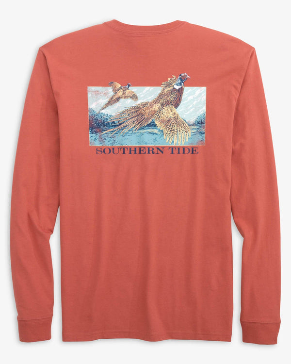 The back view of the Southern Tide Have A Pheasant Day Long Sleeve T-Shirt by Southern Tide - Dusty Coral